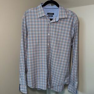 Bugatchi Men's Size Large Shaped Fit Button Front Shirt‎ Multicolor Plaid